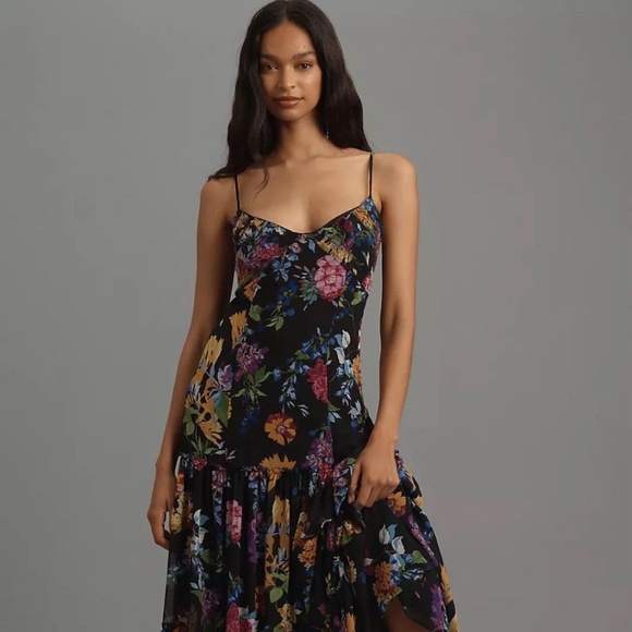 By Anthropologie Sleeveless V-Neck Pleated Maxi Dress SZ XL - Picture 1 of 5